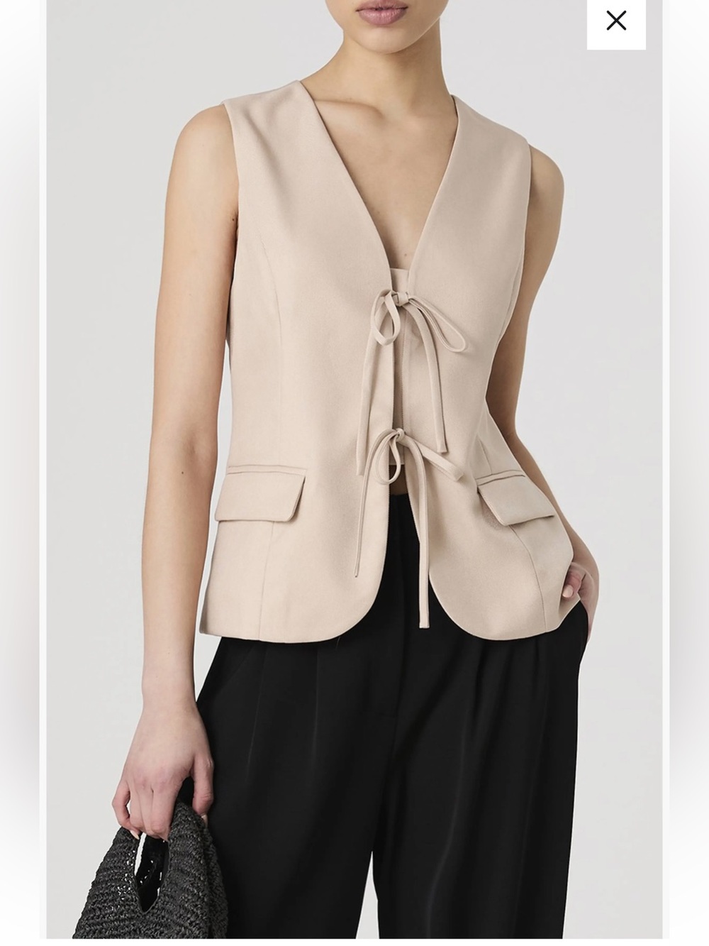 French Connection Beige Tie Front Vest Top size large